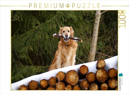 CALVENDO Puzzle Golden Retriever im Winter | 1000 Teile Lege-Größe 64 x 48 cm Foto-Puzzle für glückliche Stunden