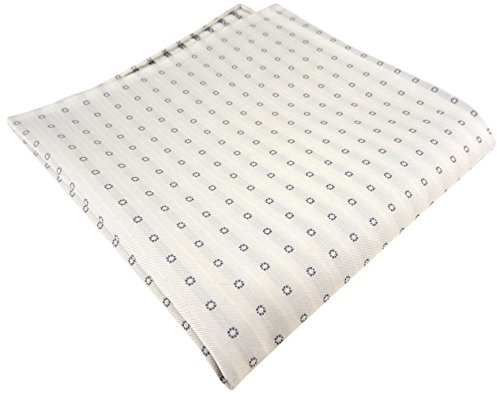 TigerTie hochwertiges handrolliertes Designer Seideneinstecktuch in cremeweiss silber gemustert - Einstecktuch 100% Seide