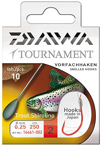 Daiwa Tournament Sbirolinohaken Gr.10 0,18mm gebundene Vorfachhaken
