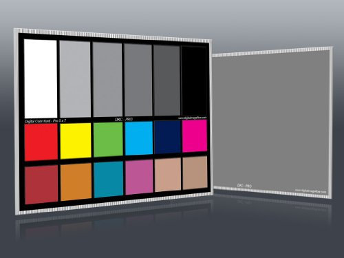 DGK Color Tools DKC-Pro 5 x 7 Set of 2 White Balance and Color Calibration Charts with 12% and 18% Gray - Pro Quality - Includes Frame Stand and User Guide