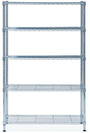 Alba MOBI - Scaffale con Ripiani, in Filo Metallico Cromato, Cromato, 5 mensole L