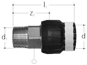 SANIPEX MT-Übergang mit Aussen- gewinde, DN15(1/2)-20 mm