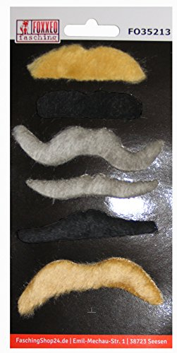 Foxxeo 35213 | Schnurrbärte Set in schwarz grau blond Bart Bärte Karneval Fasching Kostüm
