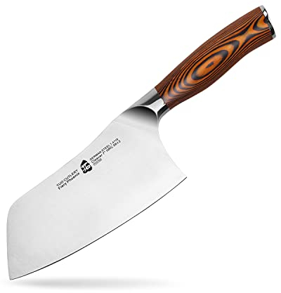 TUO Coltello da Cuoco Cinese 18cm Mannaia da Cucina Professionale Coltello da Cucina Acciaio Inossidabile Tedesco con Impugnatura Ergonomica-Fiery Phoenix Series