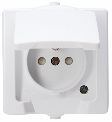 Kopp 107902009 Mitten-Schutzkontakt-Steckdose mit Deckel und erhöhtem Berührungsschutz AP-FR Nautic arktis-weiß, 1 Stück