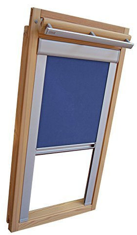 Hochwertiges Verdunkelungsrollo Rollo mit Seitenschienen für Velux DKL/DKU-EP GGU,GPU,GHU,GTU S08 mittelblau // Verdunkelungsrollo/Verdunkelungs-Rollo/Fensterrollo