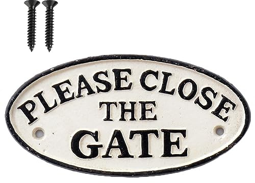 Decobay.eu Tor Schild Eisen 'Please Close The Gate' Hinweisschild Tür Antikstil Haus Garten