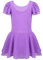 iEFiEL Kinder Mädchen Ballett Kleid Flügelärmel Kinder Ballettkleidung Ballettanzug Trikot Tanzkleid (128-140, Lila mit Schleife)