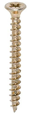 TIMCO Solo Chipboard & Woodscrews - Gold - 4.5 x 45 - Box of 200 - A single thread woodscrew mainly used in various types of timber and man-made boards or into masonry with the use of plastic plug