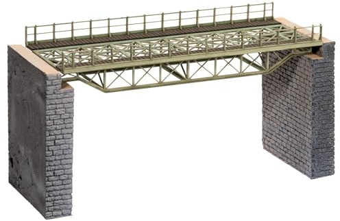 NOCH Brückenfahrbahn, gerade, Modellbahnzubehör mit Laser-Cut, 1-gleisig für H0 mit Brückenköpfen