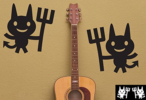 2 Comic Teufel-Aufkleber zur Dekoration von Wänden, Glasprodukten, Fliesen und allen anderen glatten Oberflächen; aus 18 Farben wählbar; in matt oder glänzend; Hellblau - matt