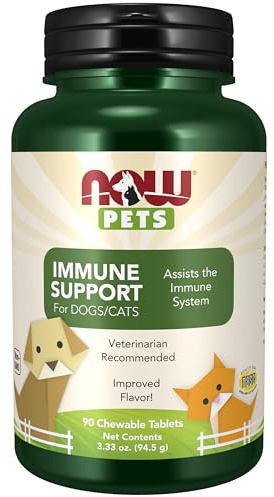 NOW Pet Health, Immune Support Supplement, Formulated for Cats & Dogs, NASC Certified, 90 Chewable Tablets