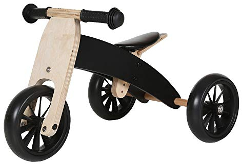 Bandits & Angels Smart Bike Laufrad Holz 4-in-1 Schwarz ab 1 Jahr – Für Jungen und Mädchen – Laufrad aus Holz – Umkehrbar in Dreirad und Zweirad – Verstellbarer Sattel