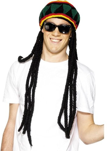 Rasta-Mütze Mehrfarbig mit Dreadlocks, One Size