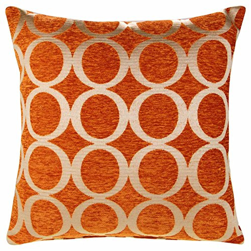 Retro Chenille Cushion Cover, Vintage Oh Design, Orange, 22 x 22, 55cm x 55cm