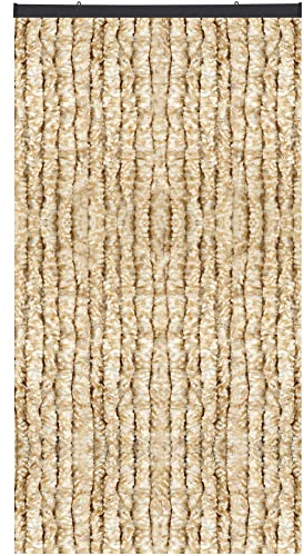 Arsvita Insektenschutzvorhang 100x200 cm (Breite x Länge) Flauschvorhang in Beige meliert für Camping, Terrasse, Pavillon oder Balkontür, Fadengardine Ø4cm