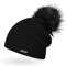 Neverless Damen Strickmütze mit Fell-Bommel, Kunstfell Winter-Mütze, Bommelmütze, schwarz Unisize