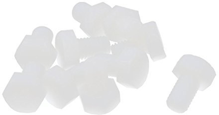 sourcingmap 10pcs Vis Nylon M10 x 15 mm tête hexagonale filetage boulon