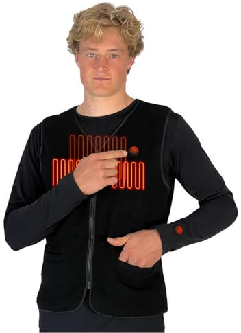 Glovii GV1 Chaleco Polar Térmico | Calentador De Cuerpo Polar Eléctrico Para Hombres Y Mujeres Con Batería Recargable Y Bolsillo, Elemento Calefactor Hecho De Fibras De Carbono | Negro, M
