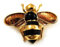 Broche abeille en plaqué or (couleur noir & marron clair)