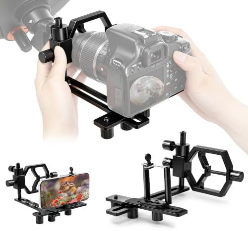 Astromania Deluxe Metall Teleskop Halterung Telefon & Kamera Universal Adapter - für Teleskope, Ferngläser, Monokulare, Spektive, Mikroskope passend für fast alle Smartphones und Kameras auf dem Markt