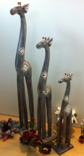 BAKA 3 Giraffen Holzgiraffen Deko Tandra Giraffe Figur 100/80/60 cm