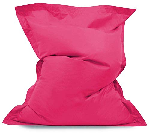 Bean Bag Bazaar Outdoor Kids Bean Bag, Pink, Water Resistant Fabric, Indoor Outdoor Beanbag with Filling Included, 125cm x 100cm, Floor Cushion, Kids Garden Chair also ideal for Bedroom, Playroom