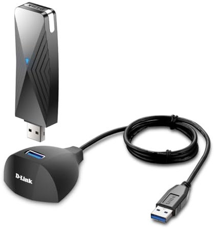 D-Link USB WiFi 6 Adapter AX1800 USB 3.0 Dual Band Long Range MU-MIMO Wireless Internet Network for Desktop PC Laptop Windows (DWA-X1850-B1) Black