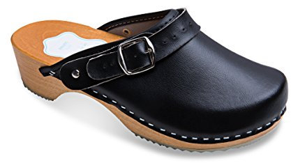 FUTURO FASHION Wooden Women Clogs Shoes, Handmade Healthy Natural Genuine Leather Ladies Cloggs Footwear Orthopedic Shoes for Women Original Hospital Wooden Clogs in Unisex 3-8 UK