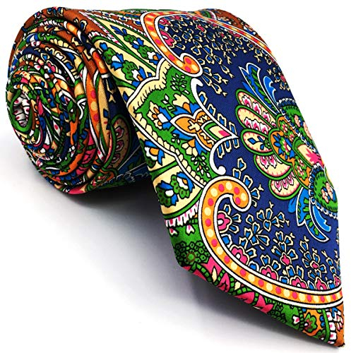 S&W SHLAX&WING Herren Krawatte Paisley Mehrfarbig Rot Grün Gelb Seide Handmade