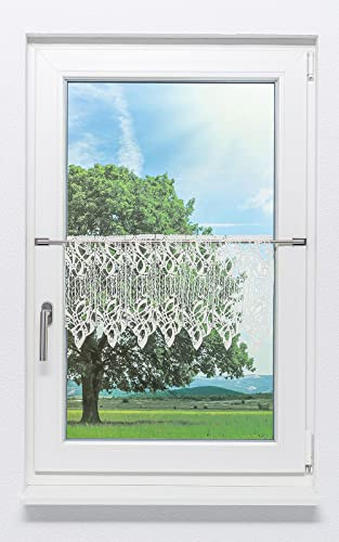 Plauener Spitze Scheibengardine Arabeske (Bx H) 58.10cm * 30cm Weiß/naturweiß
