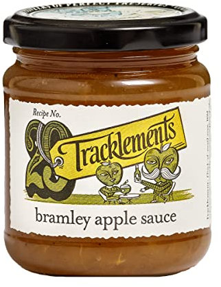 Tracklements Bramley Sauce aux pommes, condiment idéal pour rôti de porc, craquelures et crème glacée à la vanille ou associée avec des crêpes, sans gluten, végétarien et végétalien, pot de 180 g