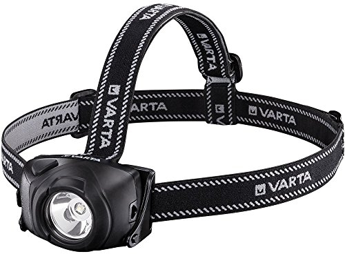 VARTA 1 Watt LED Indestructible Head Light H20 (inkl. 3x Longlife Power AAA Batterien Taschenlampe Flashlight Stirnlampe Kopflleuchte extrem robustes und spritzwassergeschütztes IPX4 Gehäuse)