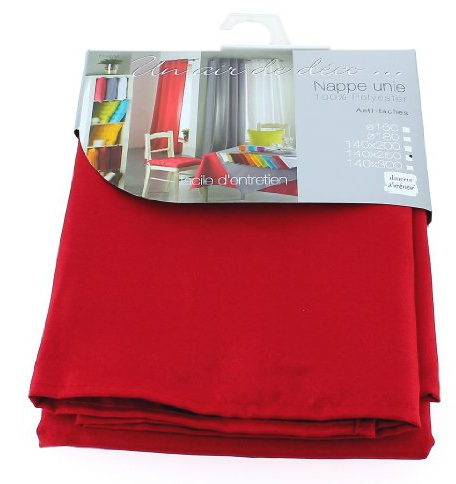 douceur d'Intérieur - 1720223, Tischdecke Rechteckige, 140 X 300 cm, Essentiel, Polyester Unifarben, Rot