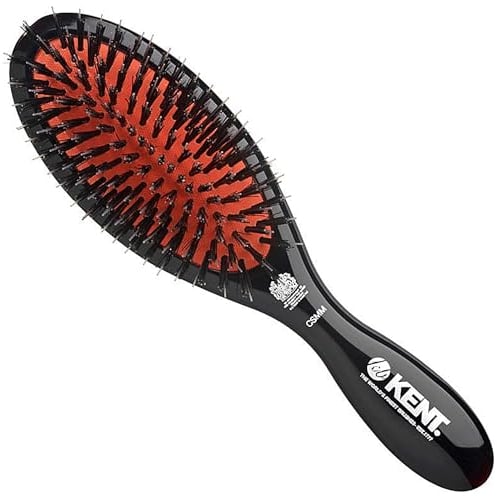 Kent Classic Shine Haarbürste, Borsten aus Nylon-Mix, Medium, tiefschwarz
