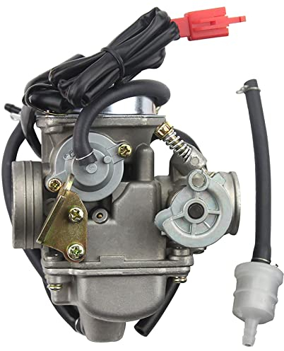 GOOFIT 24mm PD24J Vergaser mit E-Choke mit Benzinfilter und Ersatz für GY6 150cc ATV Go Kart Moped Scooter 157QMJ Motoren