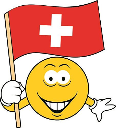 U24 Autocollant Smily drapeau de la Suisse pour voiture - Avec contours découpés