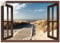 ARTland Wanddeko Wandtattoo selbstklebende Vinylfolie 100x70 cm Fensterblick Fenster Strand Meer Maritim Düne Leuchtturm Nordsee Langeoog T5RP