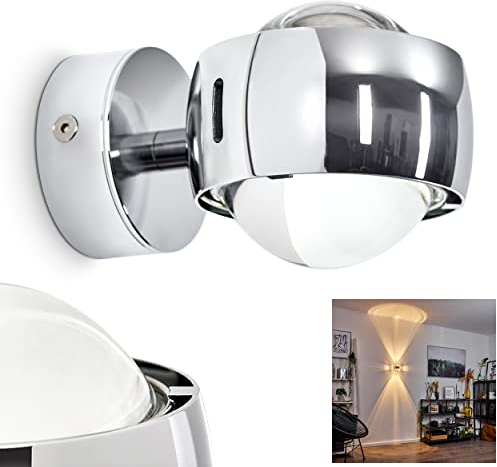 Wand-Lampe Sapri - halbrund Designer-Effektlampe mit Schlitzen in modernem Chrom, Wandbeleuchtung ohne Leuchtmittel