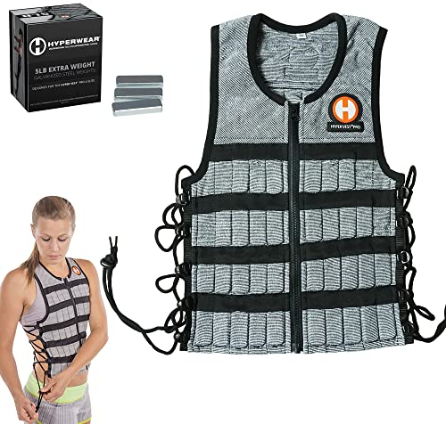 HYPERWEAR Unisex-Erwachsene Hyper Vest PRO Gewichtsweste, Schwarz/silberfarben, X-Large 10 lbs