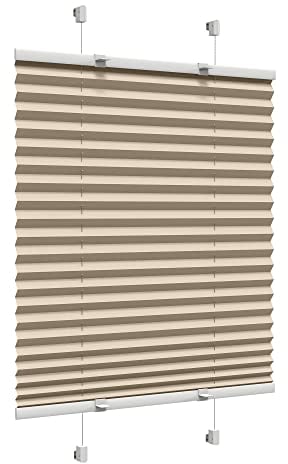 Victoria M. Easyfix Plissee Faltrollo ohne Bohren Plisseeanlage Klemmfix mit Klemmträger für Fenster und Türen, Größe: 65 x 150 cm, Farbe: Beige