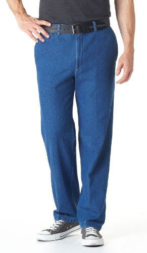 Haggar Herren Plissee & Flat Front Denim – Normale und große & große Größen, medium Stonewash, 36W / 29L