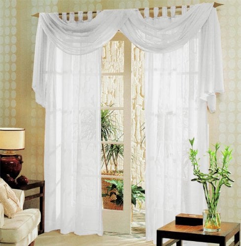 Voile komplett GARDINEN Set 3tlg., Weiß, 60999