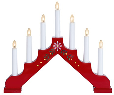 FensterleuchterAdam-7, ca. 30x38 cm, 7-flammig, Farbe: rot m. Verzierung, 280-85