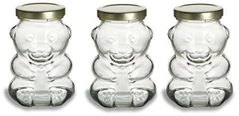 Nakpunar 3 pcs, 9 oz Glass Bear Jars for Honey, Candies, Piggy Banks