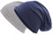 Shenky Beanie | Mütze Vintage Look | Muster | ausgefallen | für Damen & Männer | Longbeanie | Long Slouch Beanie | Doppelpack | Navy/Grau