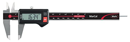 Mahr Federal 4103010 16 ER Digital Caliper, Range In/mm, 0-6'', 0.0005'' Resolution, Round Depth Rod, No Output, Black/Red by Mahr Federal