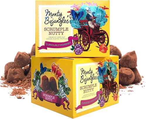 Monty Bojangles Scrumple Nutty Cocoa Dusted Chocolate Truffles (2 x 150g Chocolate Gift Box) - Crunchy Hazelnut Flavoured Chocolatey Truffles - Award Winning Luxury Chocolates Gift Set