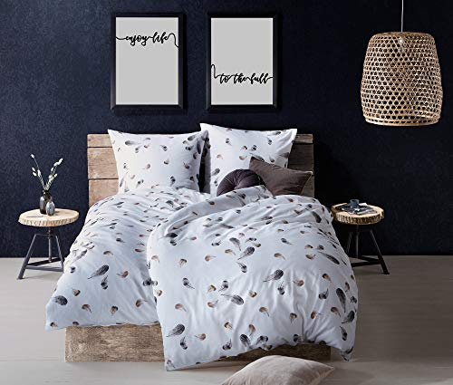 Bettwaesche-mit-Stil Mako Satin Bettwäsche Federn 135x200 + 80x80 cm - 100% Baumwolle