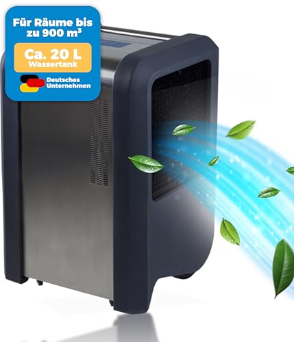 Brune® Luftentfeuchter elektrisch HP 50 – Hochleistungsgerät für Keller & große Räume – 20L Tank – Bis zu 50L/Tag – Ideal für Räume bis 600m³